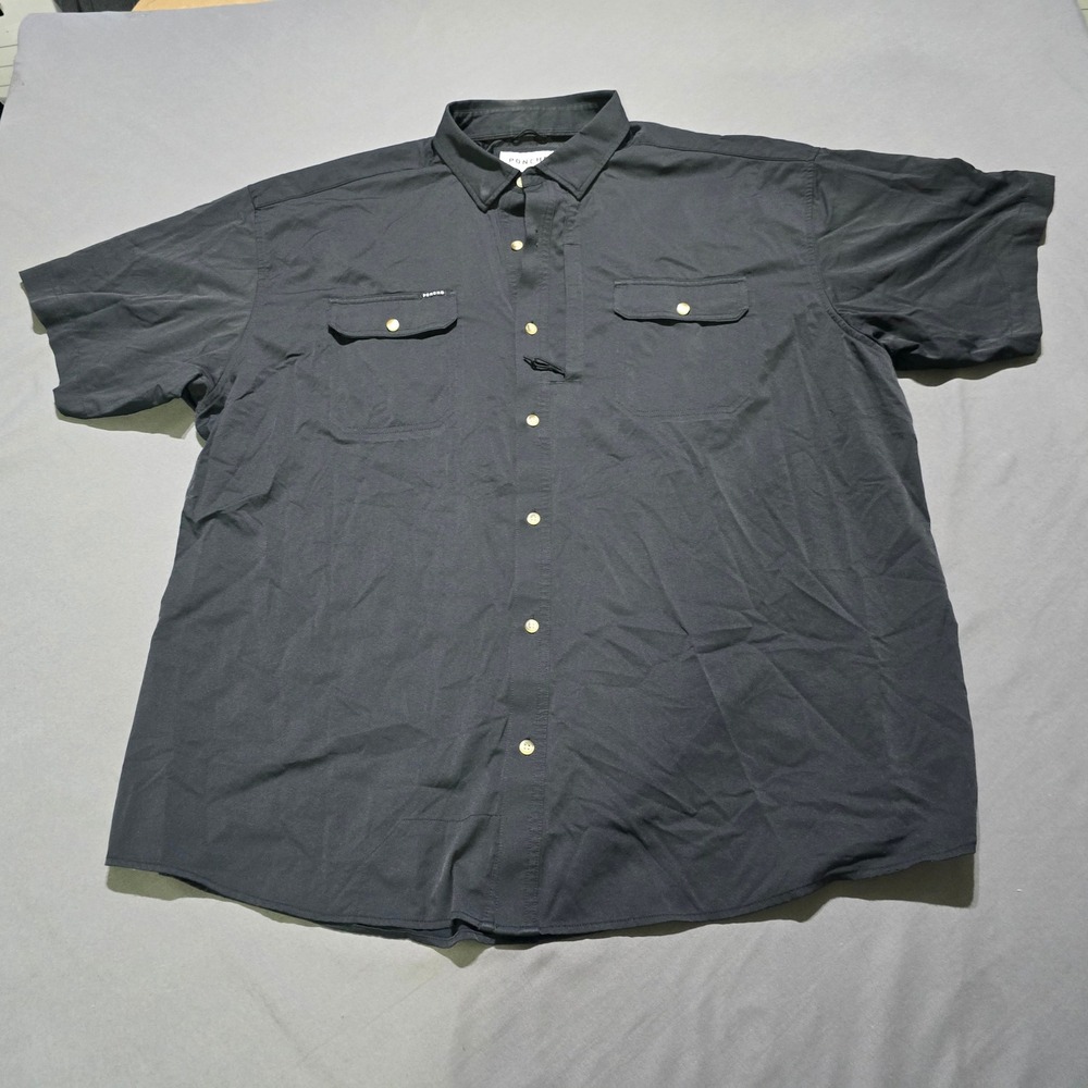 Poncho Outdoors Fishing Shirt Mens XXL Black Short Sleeve Magnetic Pockets